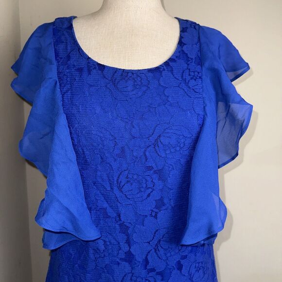 Metaphor Blue Lace Chiffon Embellishment Dress Size 7/8 - Picture 5 of 7